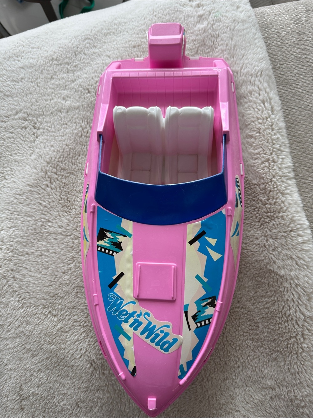 Barbie Pink 'Wet n Wild' Toy Speedboat with Blue Windshield